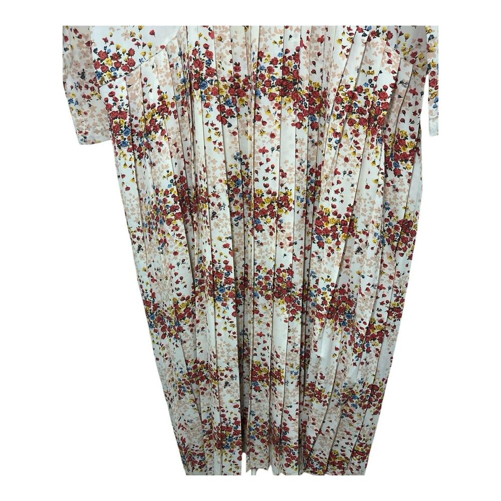 MDRN Balfour Pleated Floral Dress Long Sleeve Drop Waist Tea Length Roses Small - Picture 6 of 10